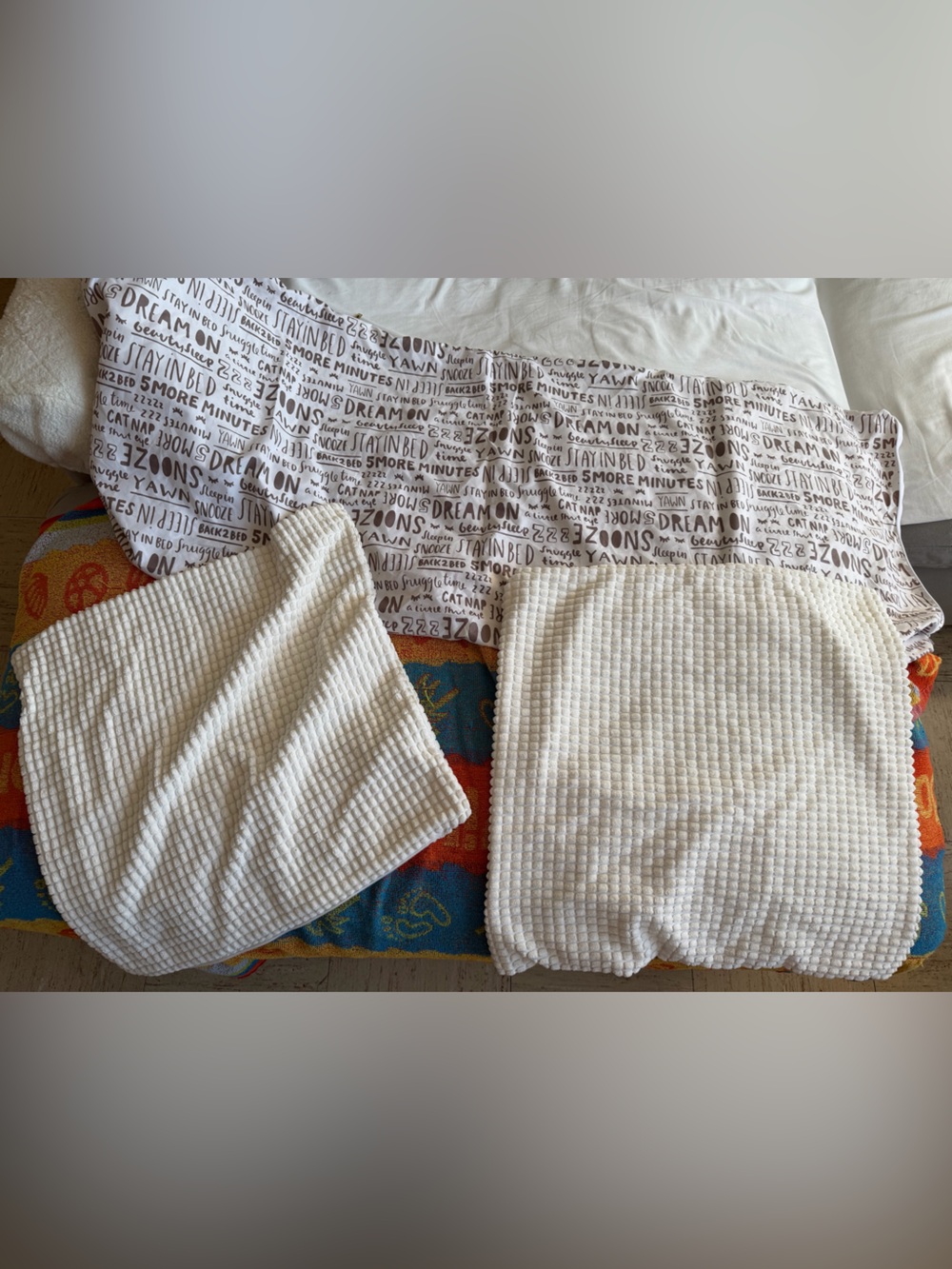 Neutral Waffle Knit Pillow or Cushion Covers - Cream Set